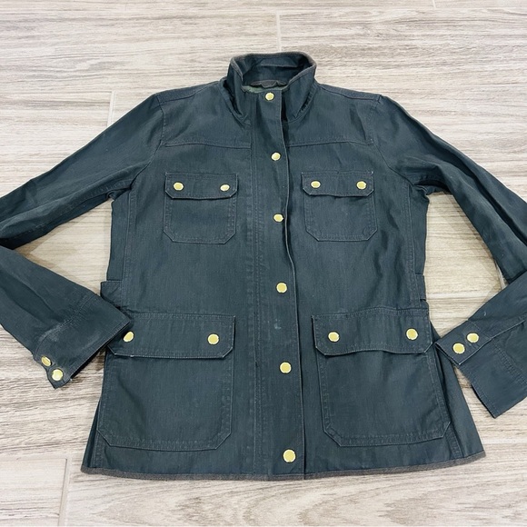 J. Crew Jackets & Blazers - J. Crew Dark Gray Utility Jacket with Gold Accents